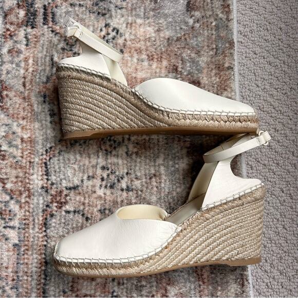 Vince Cecilia Leather Espadrille Wedge in Marble Cream size 9.5 - Picture 10 of 14